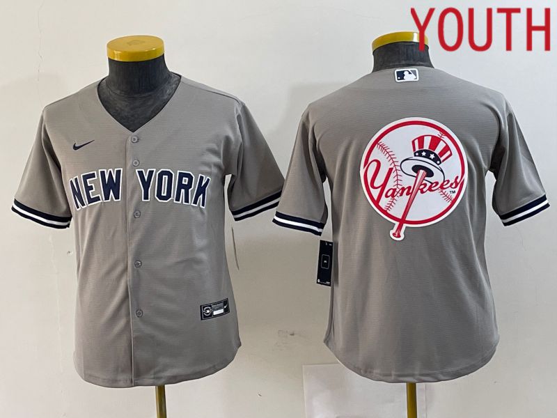 Youth New York Yankees Blank Grey Nike 2024 Game MLB Jersey style 7